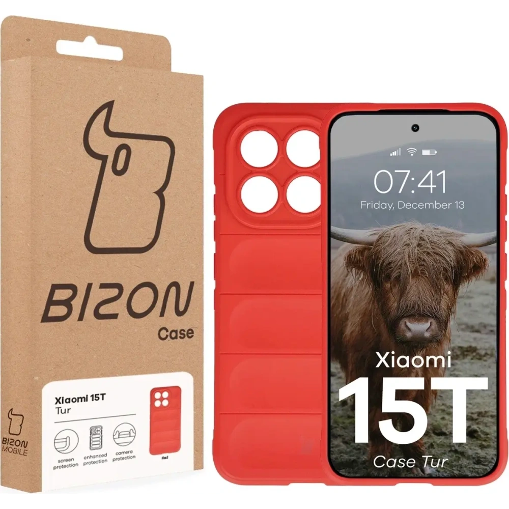 Pancerne etui Bizon Case Tur do Xiaomi 15T czerwone