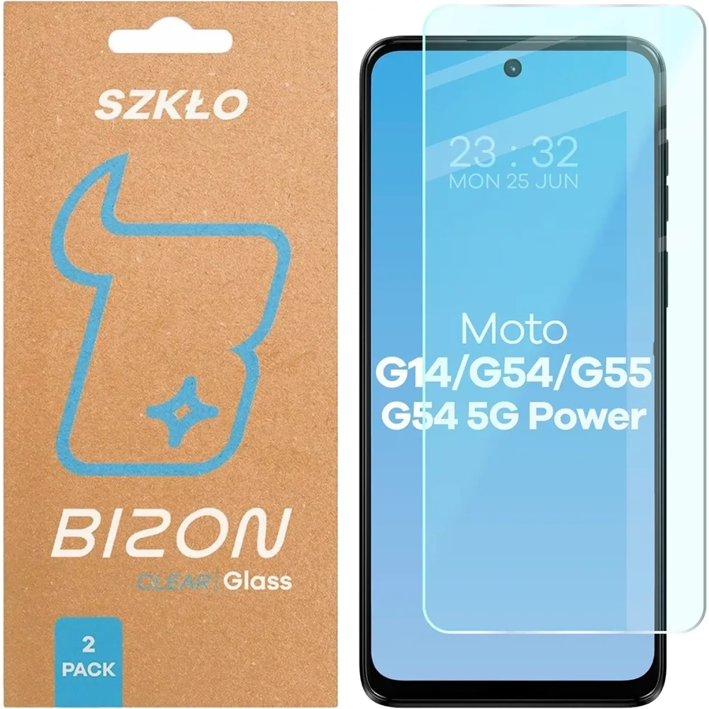 Szkło hartowane Bizon Glass Clear Duo do Motorola Moto G14 4G / G54 5G / G54 Power 5G / G55 5G [2 PACK]