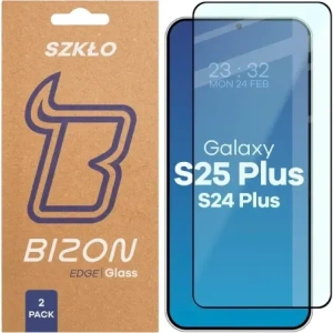 Szkło hartowane Bizon Glass Edge Duo do Samsung Galaxy S25+ Plus / S24+ Plus czarna ramka [2 PACK]