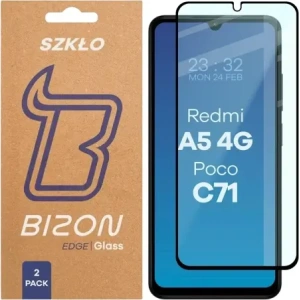 Szkło hartowane Bizon Glass Edge Duo do Xiaomi Redmi A5 4G / POCO C71 4G czarna ramka [2 PACK]