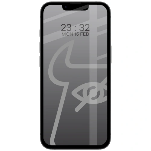 Prywatyzujące szkło hartowane Bizon Glass Edge Shadow Duo do Apple iPhone 16e / 14 / 13 Pro / 13 przyciemniane z czarną ramką [2 PACK]