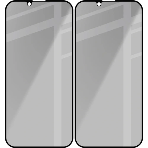 Prywatyzujące szkło hartowane Bizon Glass Edge Shadow Duo do Apple iPhone 16e / 14 / 13 Pro / 13 przyciemniane z czarną ramką [2 PACK]