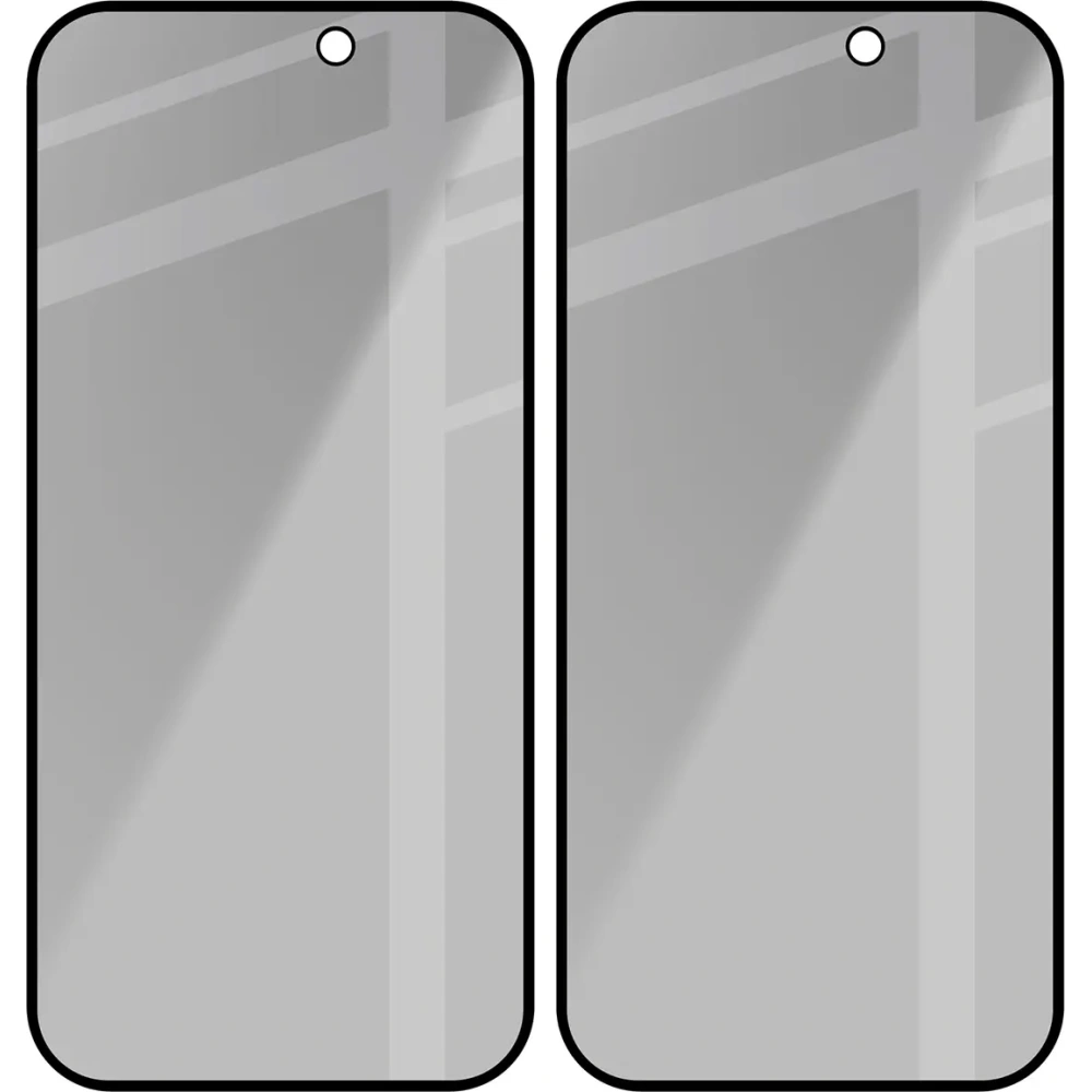 Prywatyzujące szkło hartowane Bizon Glass Edge Shadow Duo do Apple iPhone 17 / 17 Pro / 16 Pro przyciemniane z czarną ramką [2 PACK]