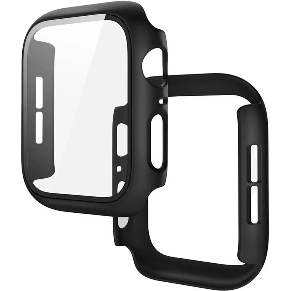 Etui ze szkłem do zegarka Bizon Case+Glass Watch do Apple Watch SE 3 / SE 2 / SE / 6 / 5 / 4 44mm matowe czarne