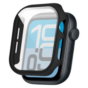 Etui ze szkłem do zegarka Bizon Case+Glass Watch do Apple Watch SE 3 / SE 2 / SE / 6 / 5 / 4 44mm matowe czarne