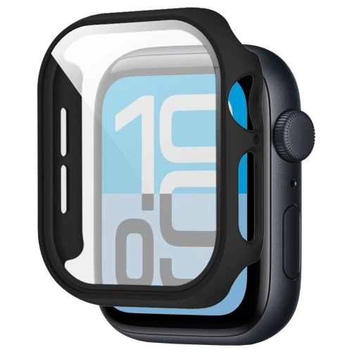 Etui ze szkłem do zegarka Bizon Case+Glass Watch do Apple Watch SE 3 / SE 2 / SE / 6 / 5 / 4 44mm matowe czarne