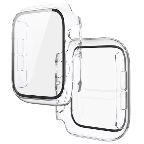 Etui ze szkłem do zegarka Bizon Case+Glass Watch do Apple Watch SE 3 / SE 2 / SE / 6 / 5 / 4 44mm przezroczyste