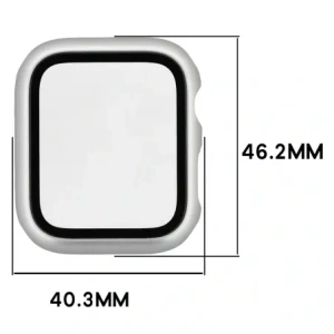Etui ze szkłem do zegarka Bizon Case+Glass Watch do Apple Watch SE 3 / SE 2 / SE / 6 / 5 / 4 44mm matowe srebrne