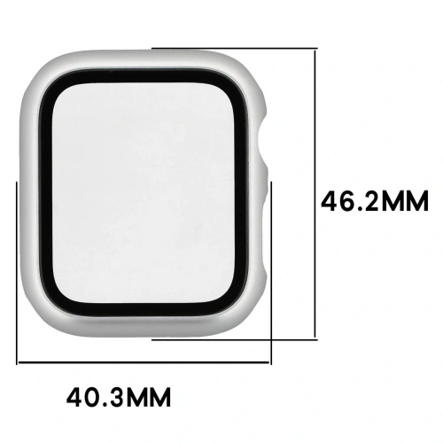 Etui ze szkłem do zegarka Bizon Case+Glass Watch do Apple Watch SE 3 / SE 2 / SE / 6 / 5 / 4 44mm matowe srebrne
