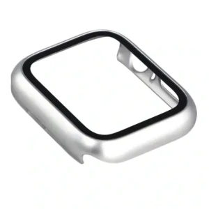 Etui ze szkłem do zegarka Bizon Case+Glass Watch do Apple Watch SE 3 / SE 2 / SE / 6 / 5 / 4 44mm matowe srebrne