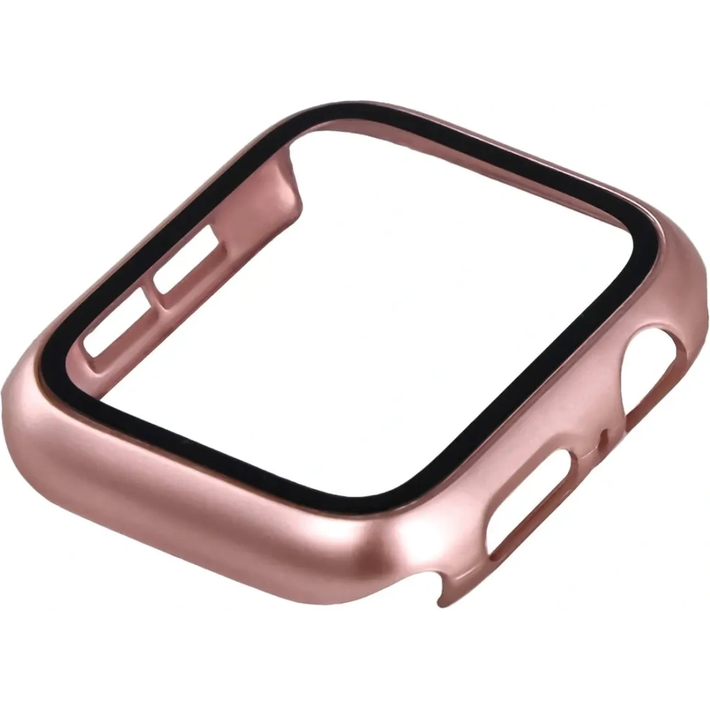 Etui ze szkłem do zegarka Bizon Case+Glass Watch do Apple Watch SE 3 / SE 2 / SE / 6 / 5 / 4 44mm różowozłote