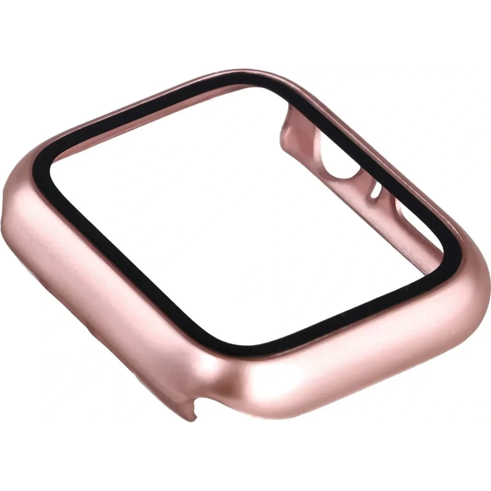 Etui ze szkłem do zegarka Bizon Case+Glass Watch do Apple Watch SE 3 / SE 2 / SE / 6 / 5 / 4 44mm różowozłote