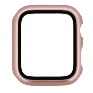 Etui ze szkłem do zegarka Bizon Case+Glass Watch do Apple Watch SE 3 / SE 2 / SE / 6 / 5 / 4 44mm różowozłote