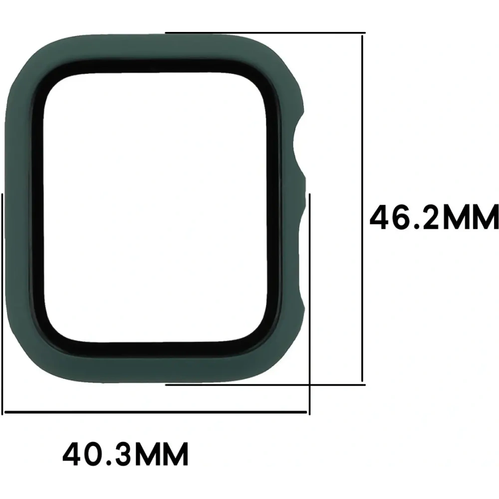 Etui ze szkłem do zegarka Bizon Case+Glass Watch do Apple Watch SE 3 / SE 2 / SE / 6 / 5 / 4 44mm matowe ciemnozielone