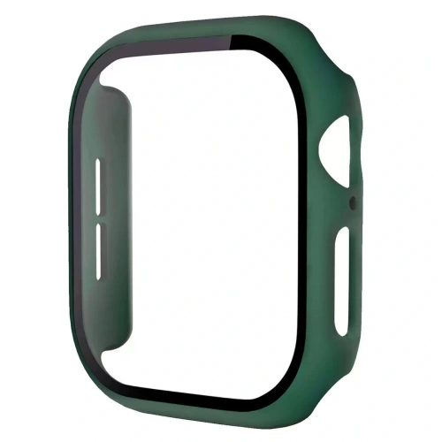 Etui ze szkłem do zegarka Bizon Case+Glass Watch do Apple Watch SE 3 / SE 2 / SE / 6 / 5 / 4 44mm matowe ciemnozielone