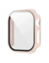 Etui ze szkłem do zegarka Bizon Case+Glass Watch do Apple Watch SE 3 / SE 2 / SE / 6 / 5 / 4 44mm matowe różowe