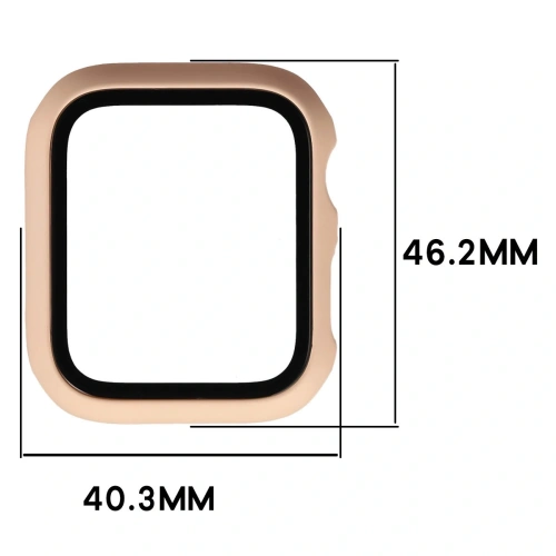 Etui ze szkłem do zegarka Bizon Case+Glass Watch do Apple Watch SE 3 / SE 2 / SE / 6 / 5 / 4 44mm matowe różowe