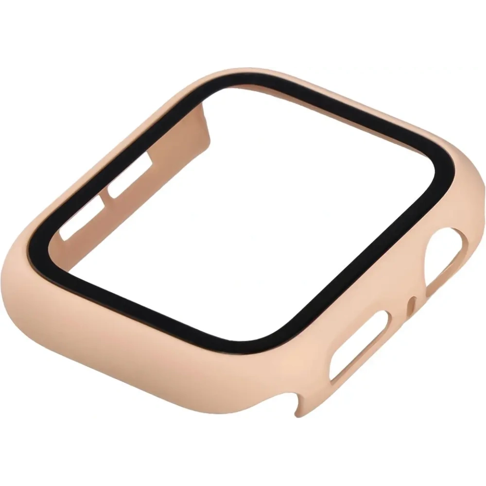 Etui ze szkłem do zegarka Bizon Case+Glass Watch do Apple Watch SE 3 / SE 2 / SE / 6 / 5 / 4 44mm matowe różowe
