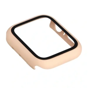 Etui ze szkłem do zegarka Bizon Case+Glass Watch do Apple Watch SE 3 / SE 2 / SE / 6 / 5 / 4 44mm matowe różowe