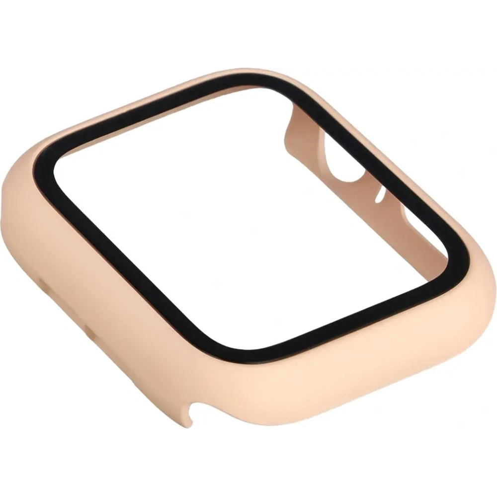 Etui ze szkłem do zegarka Bizon Case+Glass Watch do Apple Watch SE 3 / SE 2 / SE / 6 / 5 / 4 44mm matowe różowe