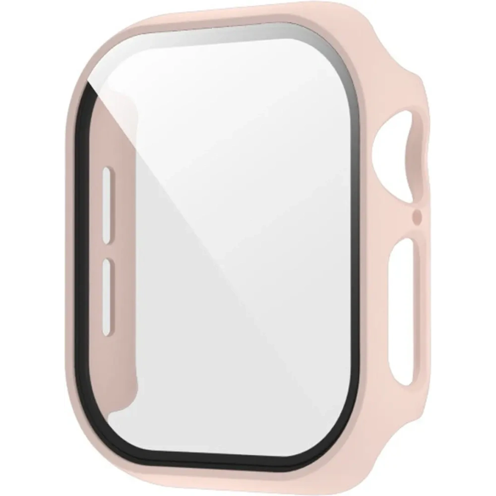 Etui ze szkłem do zegarka Bizon Case+Glass Watch do Apple Watch SE 3 / SE 2 / SE / 6 / 5 / 4 40mm matowe różowe