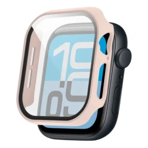 Etui ze szkłem do zegarka Bizon Case+Glass Watch do Apple Watch SE 3 / SE 2 / SE / 6 / 5 / 4 40mm matowe różowe