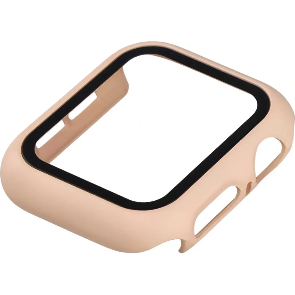 Etui ze szkłem do zegarka Bizon Case+Glass Watch do Apple Watch SE 3 / SE 2 / SE / 6 / 5 / 4 40mm matowe różowe