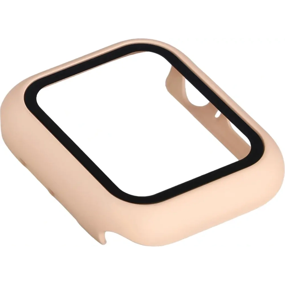 Etui ze szkłem do zegarka Bizon Case+Glass Watch do Apple Watch SE 3 / SE 2 / SE / 6 / 5 / 4 40mm matowe różowe
