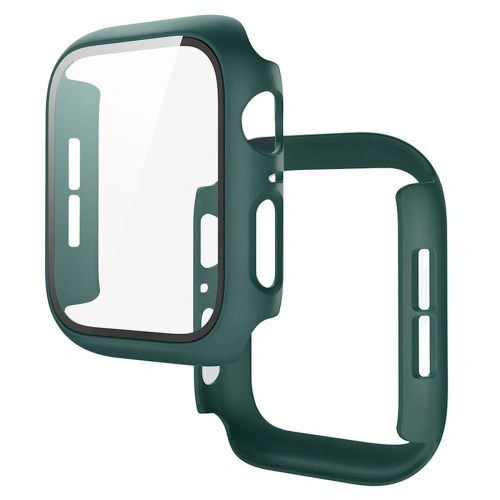 Etui ze szkłem do zegarka Bizon Case+Glass Watch do Apple Watch SE 3 / SE 2 / SE / 6 / 5 / 4 40mm matowe ciemnozielone