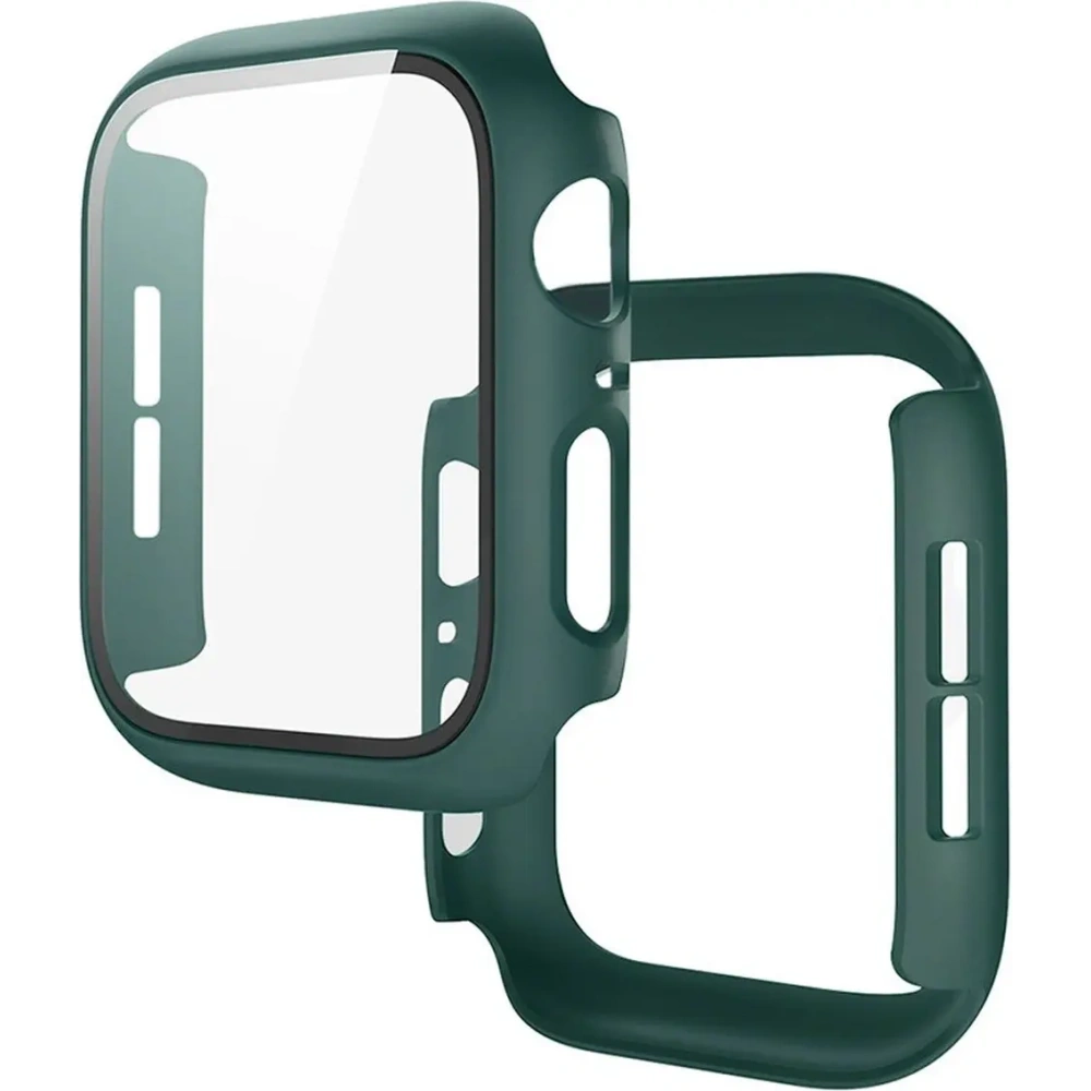 Etui ze szkłem do zegarka Bizon Case+Glass Watch do Apple Watch SE 3 / SE 2 / SE / 6 / 5 / 4 40mm matowe ciemnozielone