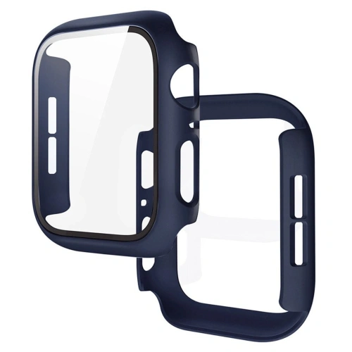 Etui ze szkłem do zegarka Bizon Case+Glass Watch do Apple Watch SE 3 / SE 2 / SE / 6 / 5 / 4 40mm matowe granatowe