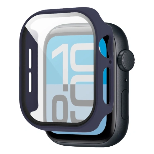 Etui ze szkłem do zegarka Bizon Case+Glass Watch do Apple Watch SE 3 / SE 2 / SE / 6 / 5 / 4 40mm matowe granatowe