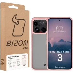 Etui Bizon Case Angelo do Nothing Phone (3) półprzezroczyste z jasnoróżową ramką