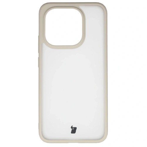 Etui Bizon Case Angelo do Xiaomi 15T półprzezroczyste z beżową ramką
