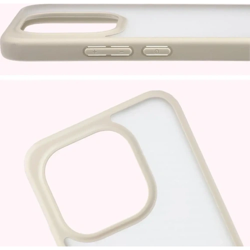 Etui Bizon Case Angelo do Xiaomi 15T półprzezroczyste z beżową ramką