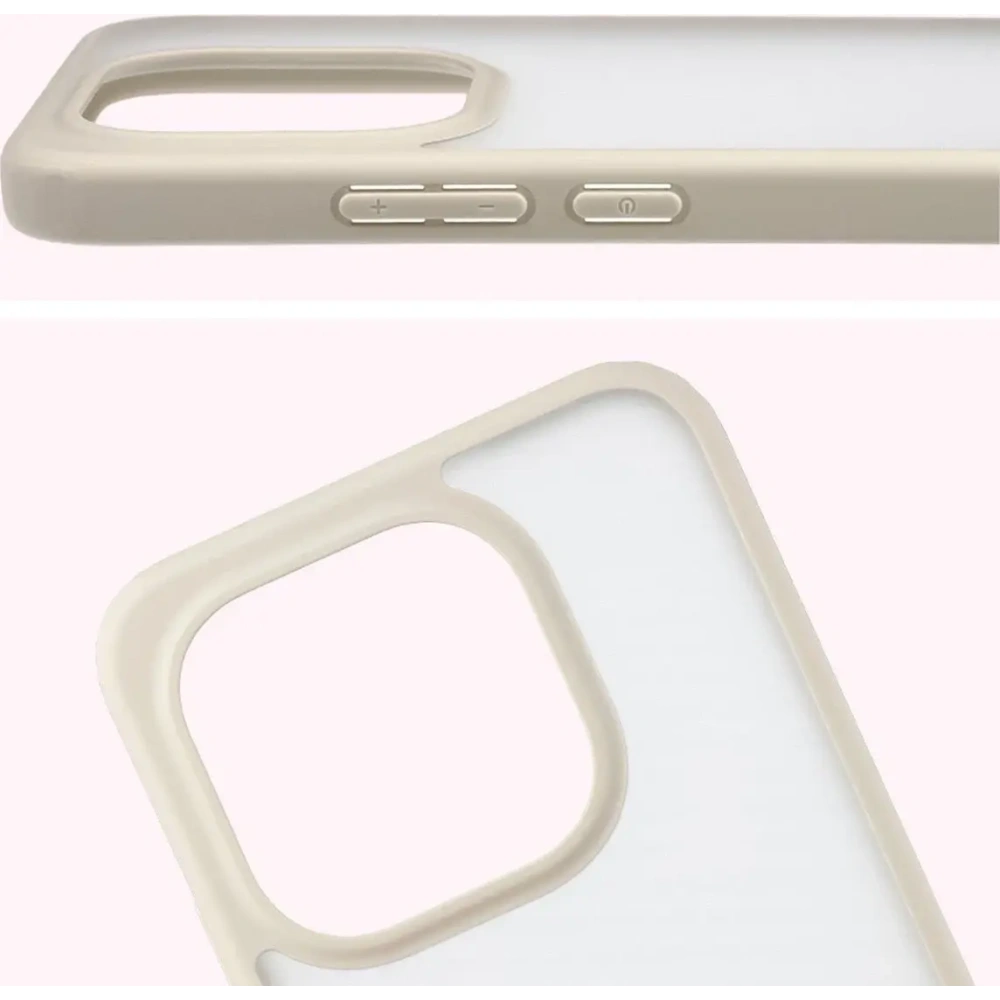 Etui Bizon Case Angelo do Xiaomi 15T półprzezroczyste z beżową ramką