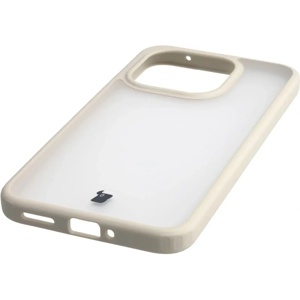 Etui Bizon Case Angelo do Xiaomi 15T półprzezroczyste z beżową ramką