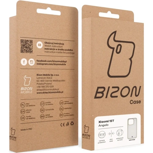 Etui Bizon Case Angelo do Xiaomi 15T półprzezroczyste z beżową ramką