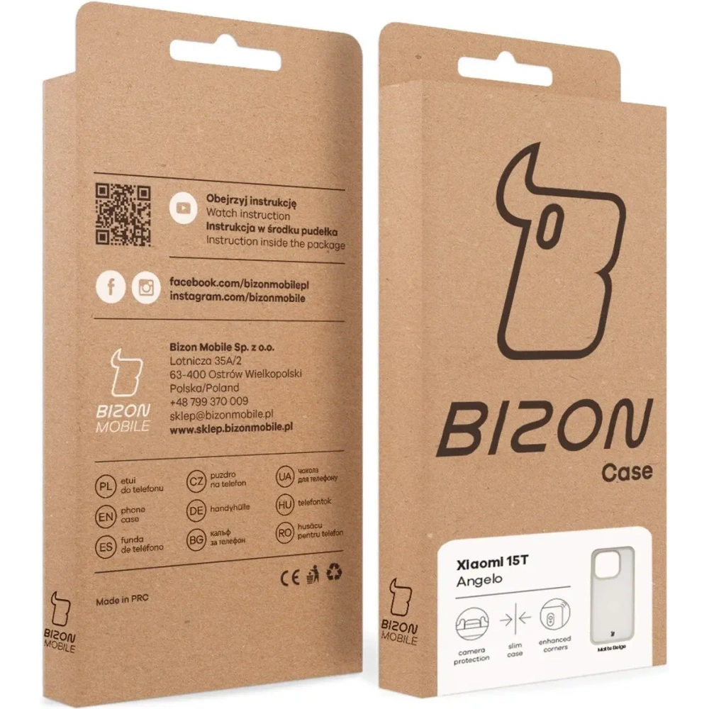 Etui Bizon Case Angelo do Xiaomi 15T półprzezroczyste z beżową ramką