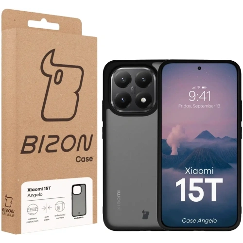 Etui Bizon Case Angelo do Xiaomi 15T przydymione z czarną ramką