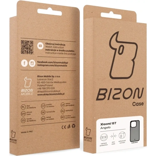 Etui Bizon Case Angelo do Xiaomi 15T przydymione z czarną ramką