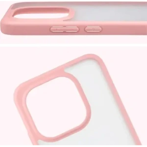 Etui Bizon Case Angelo do Xiaomi 15T półprzezroczyste z jasnoróżową ramką