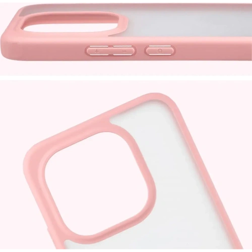 Etui Bizon Case Angelo do Xiaomi 15T półprzezroczyste z jasnoróżową ramką