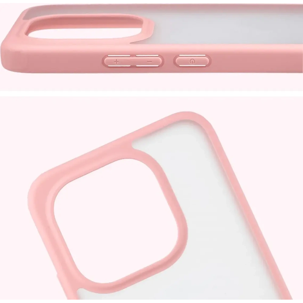 Etui Bizon Case Angelo do Xiaomi 15T półprzezroczyste z jasnoróżową ramką