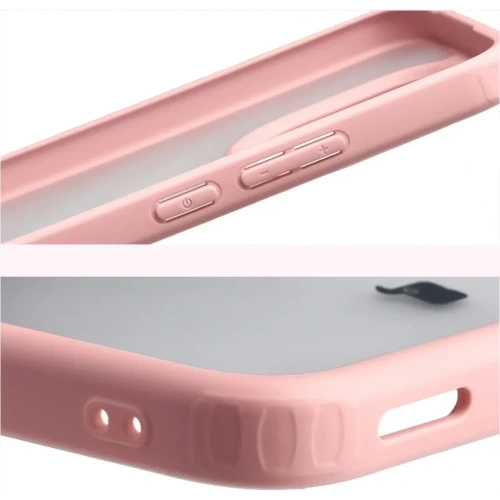 Etui Bizon Case Angelo do Xiaomi 15T półprzezroczyste z jasnoróżową ramką