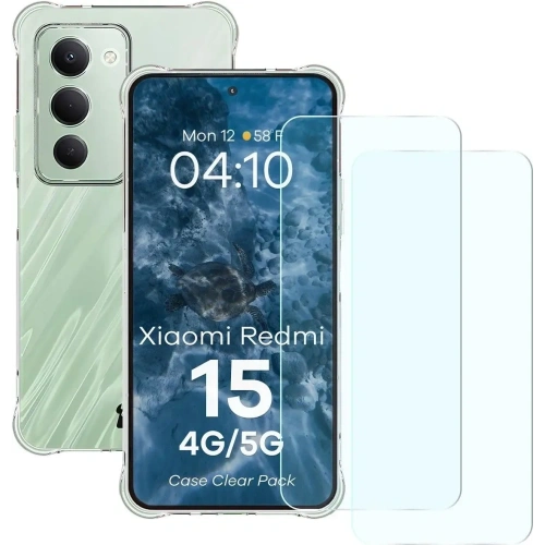 Elastyczne etui + 2x szkło hartowane Bizon Case Clear Pack do Xiaomi Redmi 15 4G / 5G