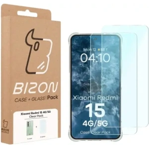 Elastyczne etui + 2x szkło hartowane Bizon Case Clear Pack do Xiaomi Redmi 15 4G / 5G