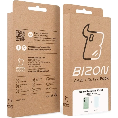 Elastyczne etui + 2x szkło hartowane Bizon Case Clear Pack do Xiaomi Redmi 15 4G / 5G
