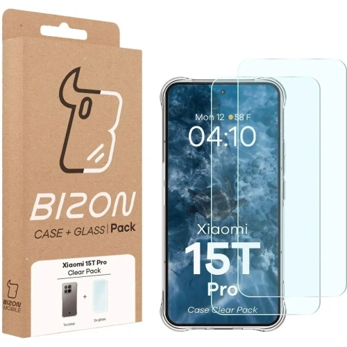 Elastyczne etui + 2x szkło hartowane Bizon Case Clear Pack do Xiaomi 15T Pro