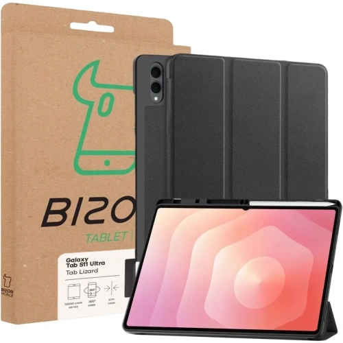 Etui z klapką Bizon Case Tab Lizard do Samsung Galaxy Tab S11 Ultra czarne